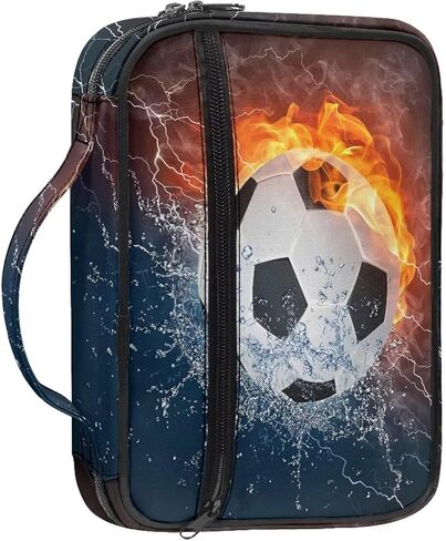 غطاء الكتاب المقدس بتصميم كرة القدم الرجبي من Ice Fire للرجال والأولاد الذين يحملون حقيبة الكتاب المقدس مع مقبض وسحاب، لوازم دراسة الكتاب المقدس المحمولة، ملحقات الكتاب المقدس، حقيبة الكتاب المقدس in Kuwait