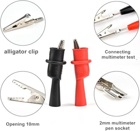 Alligator Clips Set, 10PCS Silicone Alligator Clip Test Kit, Banana Test Lead Probe Clip, Test Extension Suitable Used in Laboratory Electric Testing Work and Cable Lead Clip in Saudi Arabia
