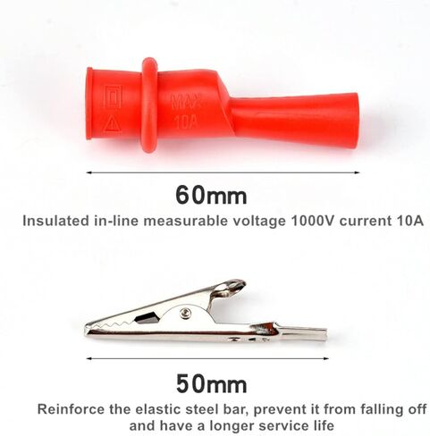 Alligator Clips Set, 10PCS Silicone Alligator Clip Test Kit, Banana Test Lead Probe Clip, Test Extension Suitable Used in Laboratory Electric Testing Work and Cable Lead Clip in Saudi Arabia