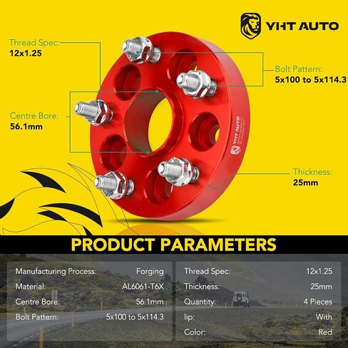 YHTAUTO 5x100 إلى 5x114.3 مم محولات العجلات المركزية 1 بوصة متوافقة مع سوبارو، ساب، سليل، موديلات تويوتا، فواصل الإطارات الخارجية مع مسامير M12x1.25، 56.1 مم محور تتحمل 5 عروة 4 قطع فواصل عجلات فضية in Saudi Arabia