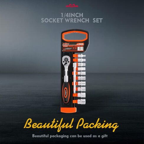 HORUSDY 12 قطعة 1/4 بوصة مجموعة مفاتيح ربط بسقاطة، مجموعة مقابس محرك، مآخذ 4 مم - 13 مم ومقبض سقاطة سريع التحرير وشريط تمديد 10 سم in Kuwait