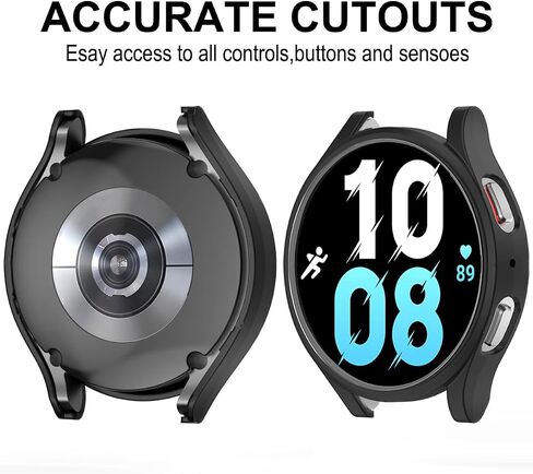 [5+5 Pack] Compatible for Samsung Galaxy Watch 5 and Galaxy Watch 4 44mm Screen Protector Case, Matte PC Bumper Cover+5 Waterproof No Fog Up Screen Protector for Galaxy Watch 5 4 44mm Accessories in Saudi Arabia