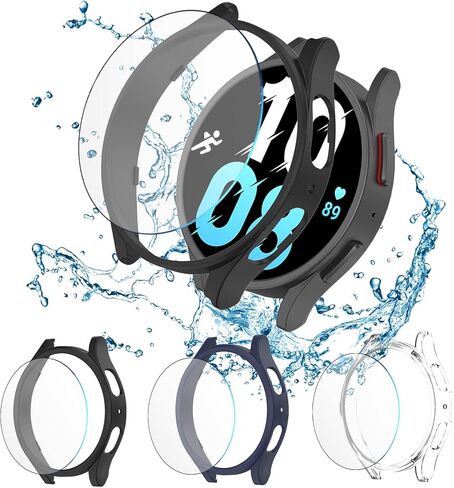 [5+5 Pack] Compatible for Samsung Galaxy Watch 5 and Galaxy Watch 4 44mm Screen Protector Case, Matte PC Bumper Cover+5 Waterproof No Fog Up Screen Protector for Galaxy Watch 5 4 44mm Accessories in Saudi Arabia