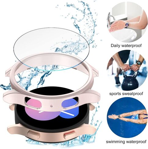 [5+5 Pack] Compatible for Samsung Galaxy Watch 5 and Galaxy Watch 4 44mm Screen Protector Case, Matte PC Bumper Cover+5 Waterproof No Fog Up Screen Protector for Galaxy Watch 5 4 44mm Accessories in Saudi Arabia