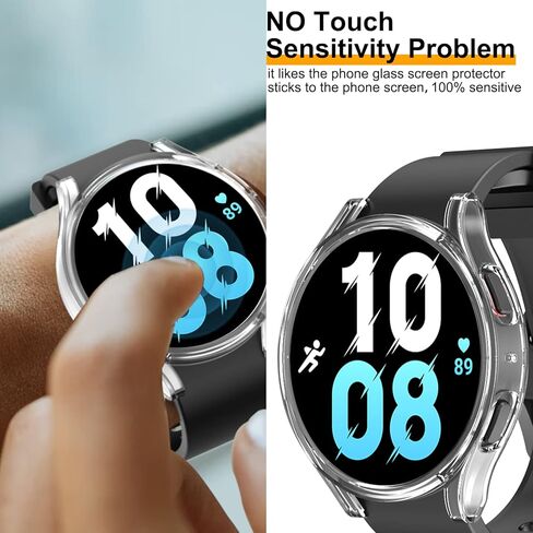 [5+5 Pack] Compatible for Samsung Galaxy Watch 5 and Galaxy Watch 4 44mm Screen Protector Case, Matte PC Bumper Cover+5 Waterproof No Fog Up Screen Protector for Galaxy Watch 5 4 44mm Accessories in Saudi Arabia