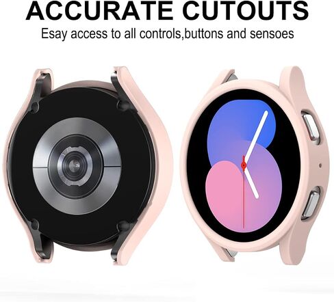 [5+5 Pack] Compatible for Samsung Galaxy Watch 5 and Galaxy Watch 4 44mm Screen Protector Case, Matte PC Bumper Cover+5 Waterproof No Fog Up Screen Protector for Galaxy Watch 5 4 44mm Accessories in Saudi Arabia