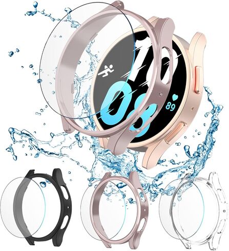 [5+5 Pack] Compatible for Samsung Galaxy Watch 5 and Galaxy Watch 4 44mm Screen Protector Case, Matte PC Bumper Cover+5 Waterproof No Fog Up Screen Protector for Galaxy Watch 5 4 44mm Accessories in Saudi Arabia