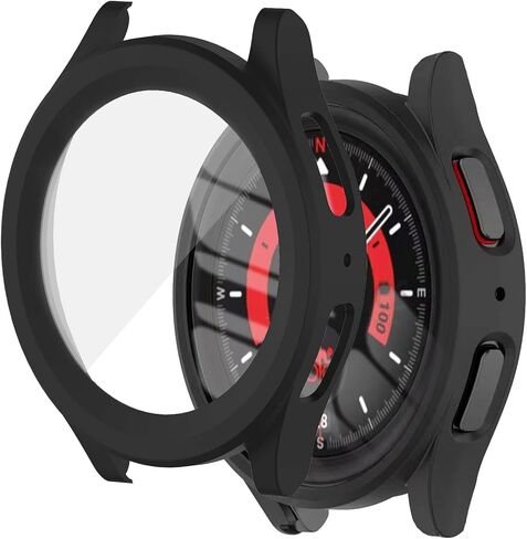 NINKI Compatible Samsung Galaxy Watch 5 Pro 45mm Case with Screen Protector Film,2 in 1 Matte PC Cover Tempered Glass Galaxy Watch 5 Pro 45mm Case for Samsung Watch 5 Pro 45mm Protector Light Silver in Saudi Arabia
