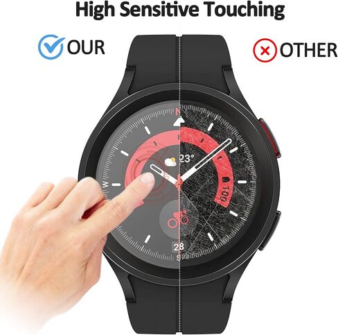 NINKI Compatible Samsung Galaxy Watch 5 Pro 45mm Case with Screen Protector Film,2 in 1 Matte PC Cover Tempered Glass Galaxy Watch 5 Pro 45mm Case for Samsung Watch 5 Pro 45mm Protector Light Silver in Saudi Arabia