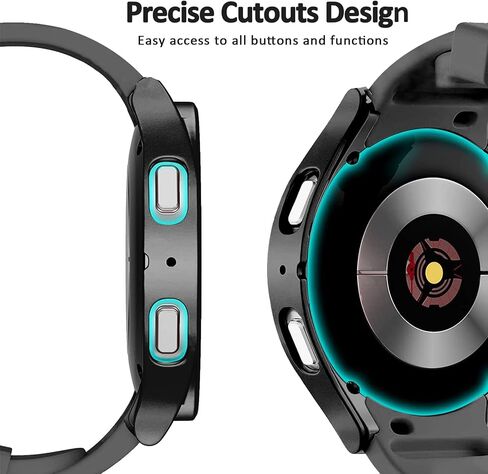 NINKI Compatible Samsung Galaxy Watch 5 Pro 45mm Case with Screen Protector Film,2 in 1 Matte PC Cover Tempered Glass Galaxy Watch 5 Pro 45mm Case for Samsung Watch 5 Pro 45mm Protector Light Silver in Saudi Arabia