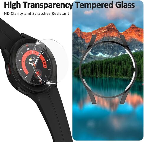 NINKI Compatible Samsung Galaxy Watch 5 Pro 45mm Case with Screen Protector Film,2 in 1 Matte PC Cover Tempered Glass Galaxy Watch 5 Pro 45mm Case for Samsung Watch 5 Pro 45mm Protector Light Silver in Saudi Arabia