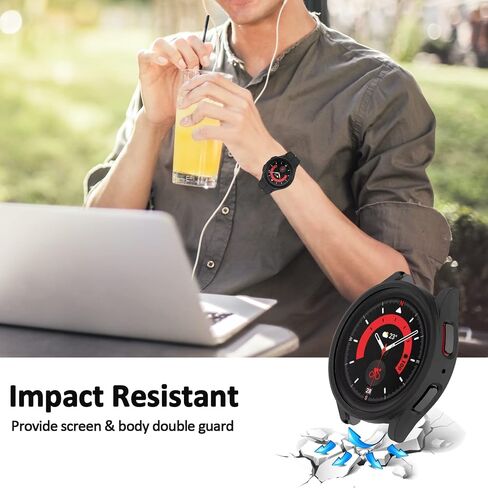 NINKI Compatible Samsung Galaxy Watch 5 Pro 45mm Case with Screen Protector Film,2 in 1 Matte PC Cover Tempered Glass Galaxy Watch 5 Pro 45mm Case for Samsung Watch 5 Pro 45mm Protector Light Silver in Saudi Arabia