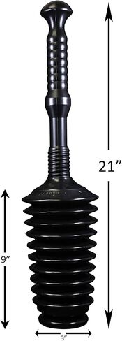 Master Plunger MP500-3 Heavy Duty All Purpose Plunger, Laundry Tubs, Bath Tubs, Kitchen Sinks, Garbage Disposal, Toilets Commercial & Residential Use. Equipped with Air Release Valve, Black in Saudi Arabia