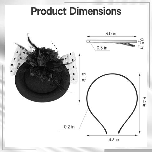 8 Pcs Fascinators Hats, Vintage Black Veil Hats with Hairclip & Headband, Feather Lace Flower Mesh Hat, Women Girls Elegant Headgear for Cocktail Tea Party Wedding Cosplay Masquerade in Saudi Arabia
