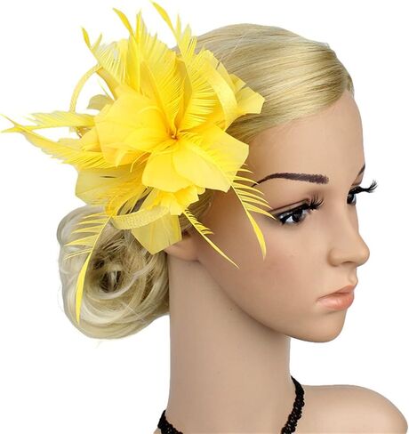 قبعة فاسيناتور للنساء على شكل ريش شبكي على شكل زهرة مشبك شعر لحفلات الشاي وحفلات الزفاف وحفلات الكوكتيل 20 ثانية خوذة فلابر in Kuwait