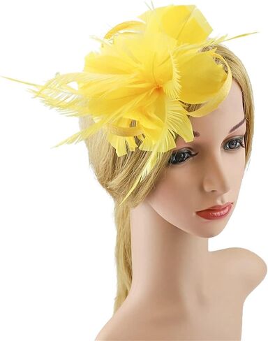 قبعة فاسيناتور للنساء على شكل ريش شبكي على شكل زهرة مشبك شعر لحفلات الشاي وحفلات الزفاف وحفلات الكوكتيل 20 ثانية خوذة فلابر in Kuwait