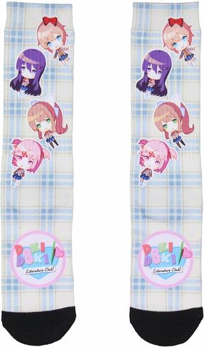 Bioworld Doki Doki Literature Club Plaid Character Sublimated Adult Crew Socks For Men And Women in Saudi Arabia