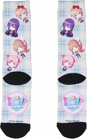 Bioworld Doki Doki Literature Club Plaid Character Sublimated Adult Crew Socks For Men And Women in Saudi Arabia