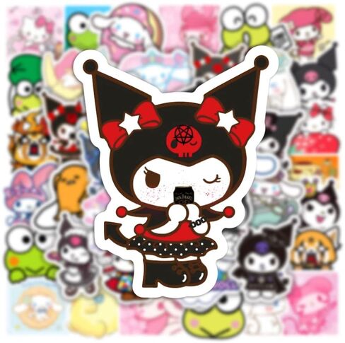 50 قطعة من ملصقات Kawaii San-Rio Kuro mi Me Lody Cinnamo Roll اللطيفة لصندوق التزلج والكمبيوتر المحمول وزجاجات المياه والسيارات والمراهقين والأولاد والبنات ملصق مضاد للماء in Kuwait