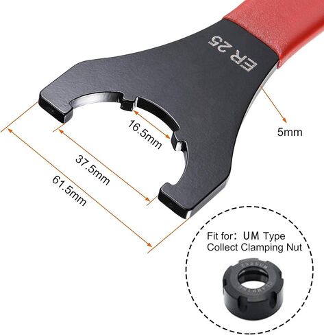 uxcell Collet Chuck Wrench Spanner for ER16UM Clamping Nut CNC Milling Lathe Chuck Holder Tool with Red Non-slip Handle 2pcs in Saudi Arabia