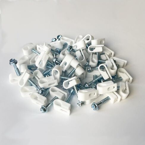 مشبك كابل دائري مع براغي لكابل Starlink Ethernet، مشبك سلكي، مشابك سلك لتركيب كابلات Starlink على الحائط، مشابك منظم الكابلات المحورية للتعليق - 20 حزمة in Saudi Arabia