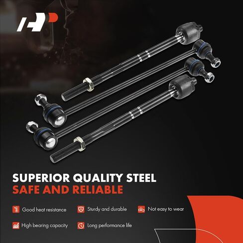 A-Premium Set of 8, Front Inner Outer Tie Rod End, Front & Rear Sway Bar Link, Compatible with Saab 9-3 2003 2004 2005 2006, L4 2.0L Only in Saudi Arabia