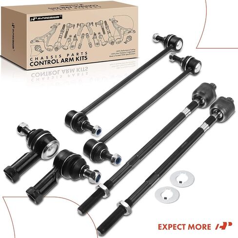 A-Premium Set of 8, Front Inner Outer Tie Rod End, Front & Rear Sway Bar Link, Compatible with Saab 9-3 2003 2004 2005 2006, L4 2.0L Only in Saudi Arabia