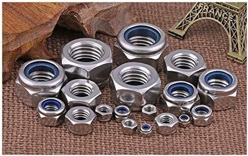 صواميل قفل نايلون M6x1mm، 50 قطعة 304 من الفولاذ المقاوم للصدأ نايلون إدراج صواميل قفل سداسية للسحابات الصناعية والبناء in Saudi Arabia