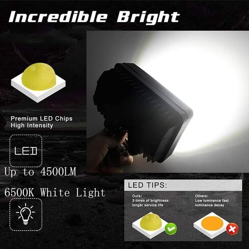 2 حزمة 6.3IN 12/24 فولت فائقة السطوع 45 وات مصابيح عمل LED مستطيلة فوجلايت 4500LM مقاومة للماء 4 × 6 شريط أضواء الطرق الوعرة للشاحنة، الجرار، ATV، SUV، UTV، مقطورة، المعدات الثقيلة in Kuwait