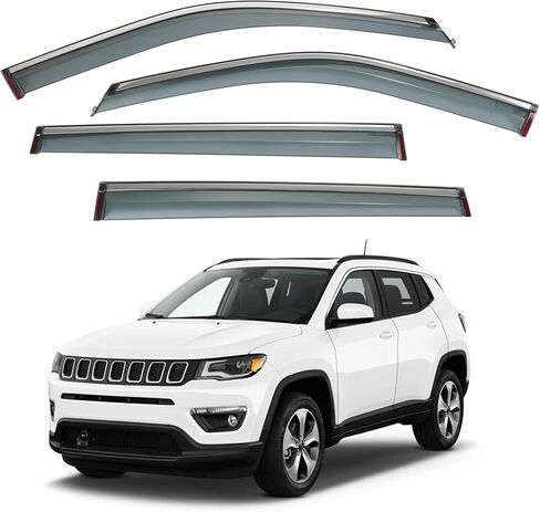 AUXMART 4PCS Side Window Deflector Window Rain Guards Wind Rain Shade Visor Guard for Jeep Compass 2017 2018 2019 2020 2021 2022 in Saudi Arabia