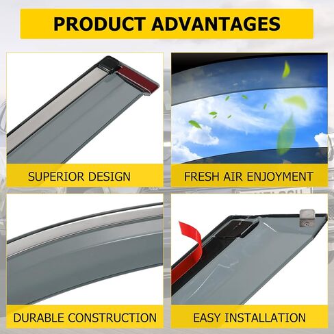 AUXMART 4PCS Side Window Deflector Window Rain Guards Wind Rain Shade Visor Guard for Jeep Compass 2017 2018 2019 2020 2021 2022 in Saudi Arabia