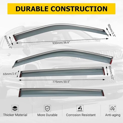 AUXMART 4PCS Side Window Deflector Window Rain Guards Wind Rain Shade Visor Guard for Jeep Compass 2017 2018 2019 2020 2021 2022 in Saudi Arabia