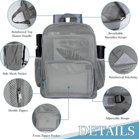 24 Pcs Mesh Backpack for Kids Bulk Heavy Duty Mesh Bookbags Large Mesh Backpack See Through Mesh Backpack with Padded Straps for Boys Girls Adults Travel Swimming Outdoor Sports in Saudi Arabia