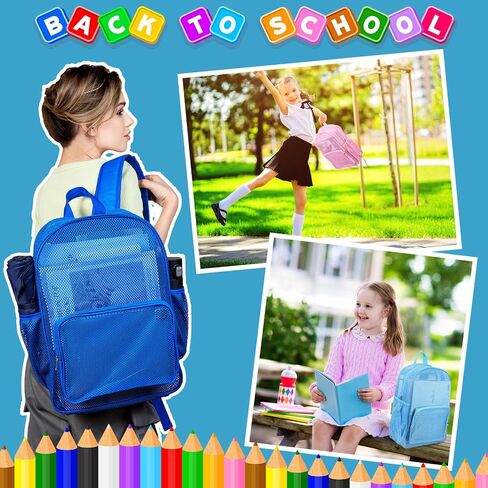 24 Pcs Mesh Backpack for Kids Bulk Heavy Duty Mesh Bookbags Large Mesh Backpack See Through Mesh Backpack with Padded Straps for Boys Girls Adults Travel Swimming Outdoor Sports in Saudi Arabia
