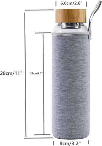 Glass Water Bottle 32 oz Wide Mouth with Sleeve Bamboo Lid 1 Litre Motivational Water Bottle With Time Marker Reusable Safe for Hot Cold Drinks Bpa Free (Gray) in Saudi Arabia