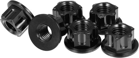 X AUTOHAUX 6pcs Titanium Alloy M10 Pitch 1.25mm Flange Bolt Nut for Bicycle Motorcycle Motor Bike Rear Wheel Axle Sprocket Car Modification Accessories Black in Saudi Arabia