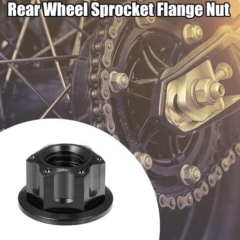 X AUTOHAUX 6pcs Titanium Alloy M10 Pitch 1.25mm Flange Bolt Nut for Bicycle Motorcycle Motor Bike Rear Wheel Axle Sprocket Car Modification Accessories Black in Saudi Arabia