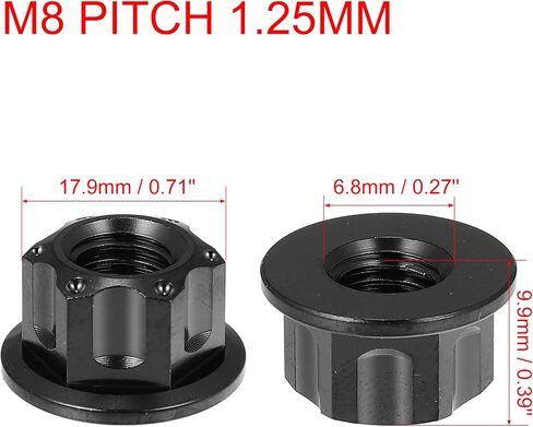 X AUTOHAUX 6pcs Titanium Alloy M10 Pitch 1.25mm Flange Bolt Nut for Bicycle Motorcycle Motor Bike Rear Wheel Axle Sprocket Car Modification Accessories Black in Saudi Arabia