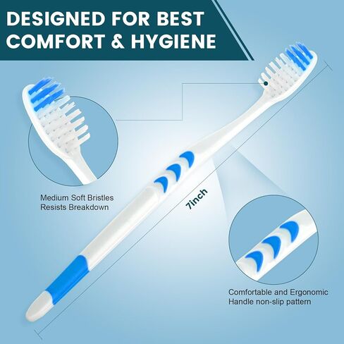 Navona 50 PCS Individually Wrapped Bulk Toothbrushes, Colorful Manual Disposable Toothbrushes for Adults or Kids, Ergonomics Handle, Medium Soft Bristles, Perfect for Travel, Hotel, Donation in Saudi Arabia