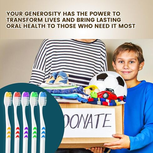 Navona 50 PCS Individually Wrapped Bulk Toothbrushes, Colorful Manual Disposable Toothbrushes for Adults or Kids, Ergonomics Handle, Medium Soft Bristles, Perfect for Travel, Hotel, Donation in Saudi Arabia