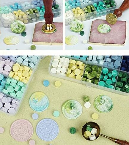 NX Garden 200pcs Octagon Sealing Wax Seal Beads Set Stamp Beaded Waxes in A Box for Cards Envelopes, Wedding Invitations, Wine Packages, Gift Wrapping in Saudi Arabia