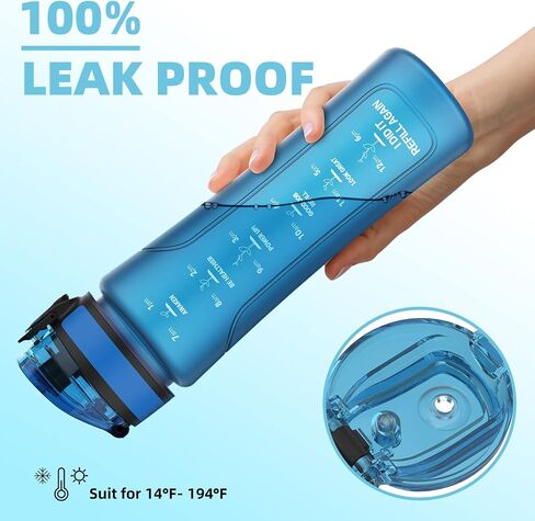 Kids Water Bottle with Spout Lid, 15oz BPA Free Tritan Lightweight Durable Leakproof, Fits Kids Hand Perfectly, with Time Marker, Lockable One Handed Flip Lid (Blue) in Saudi Arabia