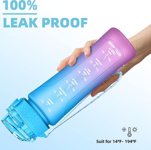 Kids Water Bottle with Spout Lid, 15oz BPA Free Tritan Lightweight Durable Leakproof, Fits Kids Hand Perfectly, with Time Marker, Lockable One Handed Flip Lid (Blue) in Saudi Arabia