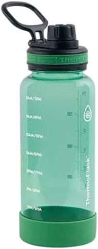 Thermoflask Premium Quality Motivational Water Bottle with Straw Lid with Times to Drink, BPA Free Tritan Plastic, 32 Ounce, 2-Pack, Orchid/Jadite in Kuwait