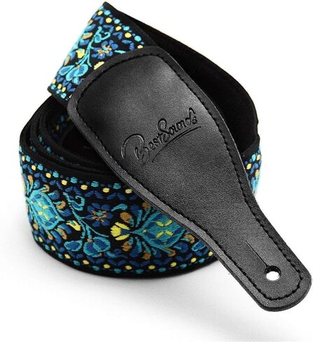 Guitar Strap Adjustable Woven Braided Guitar Straps with Leather Ends for Bass Electric/Acoustic Guitars in Saudi Arabia