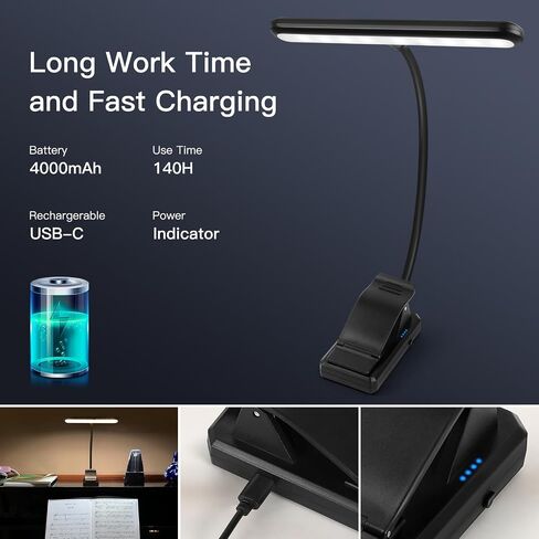 Music Stand Light Rechargeable Clip-on Light for Piano, Battery Piano Light Eye Caring, 4 Colors Dimmable,Reading Light for Music Stand Guitar Long Lastting,Music Light for Guitar Piano Drumstand in Saudi Arabia
