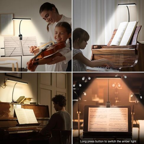 Music Stand Light Rechargeable Clip-on Light for Piano, Battery Piano Light Eye Caring, 4 Colors Dimmable,Reading Light for Music Stand Guitar Long Lastting,Music Light for Guitar Piano Drumstand in Saudi Arabia