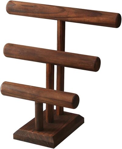 ByKen Bracelet Holder Stand,Wood Jewelry Displays for Selling,3 Tier Necklace Bangle Scrunchie Watch Organizer Rack Tower Tree. in Kuwait