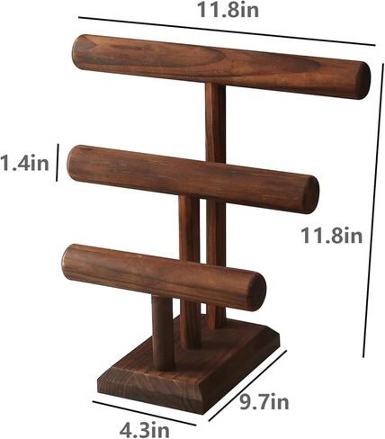 ByKen Bracelet Holder Stand,Wood Jewelry Displays for Selling,3 Tier Necklace Bangle Scrunchie Watch Organizer Rack Tower Tree. in Kuwait
