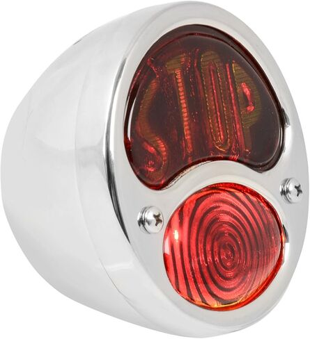 KA0031 6V مصباح خلفي Duolamp من الفولاذ المقاوم للصدأ لسيارة Ford Model A مع نص توقف كهرماني على عدسة زجاجية حمراء in Kuwait